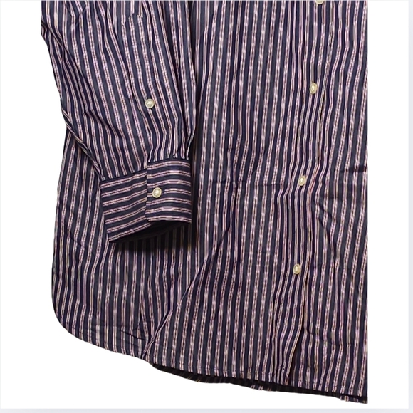 Ralph Lauren size 3XL Striped Button Down Dress Shirt with Beaded Crest - Picture 4 of 7